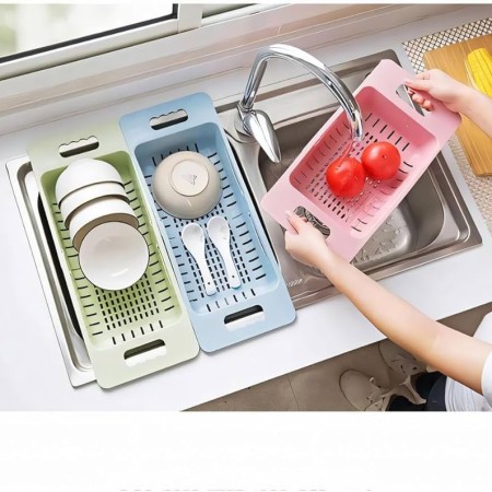 (২ পিস) Over the Sink Collapsible Colander Strainer Expandable Basket Vegetable Fruit Washing Basket Strainer
