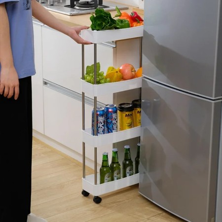 Narrow Type Multi Purpose Gap Storage Trolly Rack Multifunctional Movable Gap Storage Cart