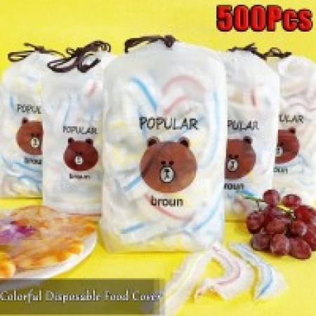 ( 500 Pcs ) Disposable Food Cover Plastic Wrap Elastic Food